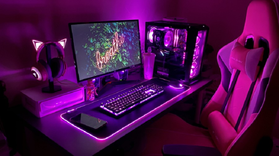 Black and Pink Gaming Setup