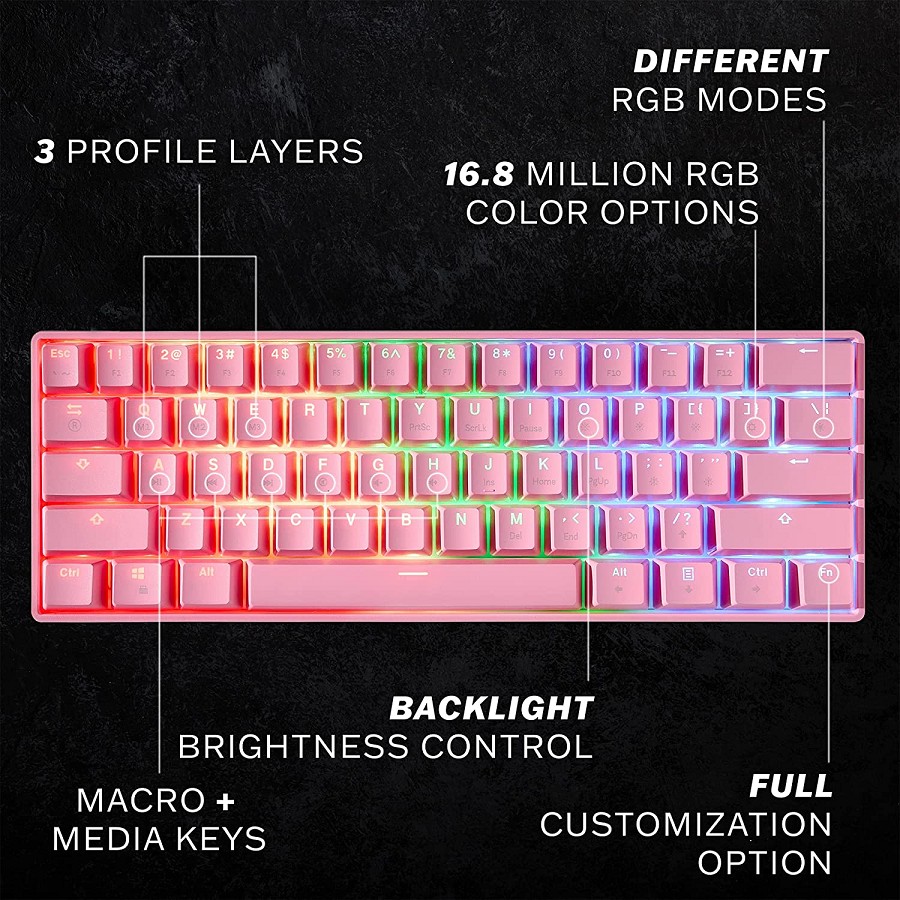 HK GAMING GK61 Mechanical Gaming Keyboard 60 Percent